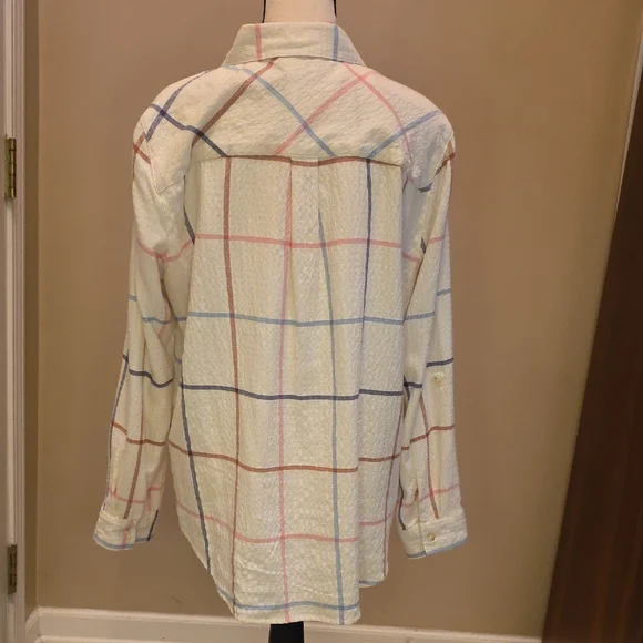 Grace and Lace - Favorite Button Up Top - Multi Windowpane - Picture 7 of 7